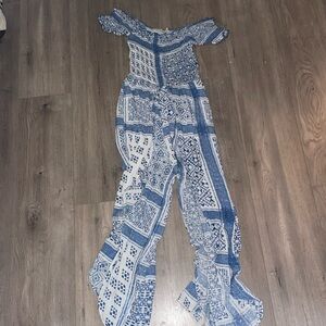 Grecian blue and white jumpsuit